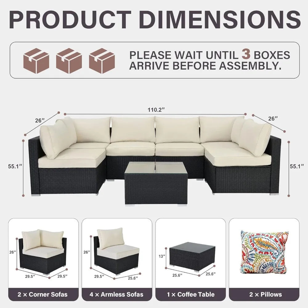 Outdoor Patio Furniture Set Handwoven All Weather Rattan Waterproof Cushions
