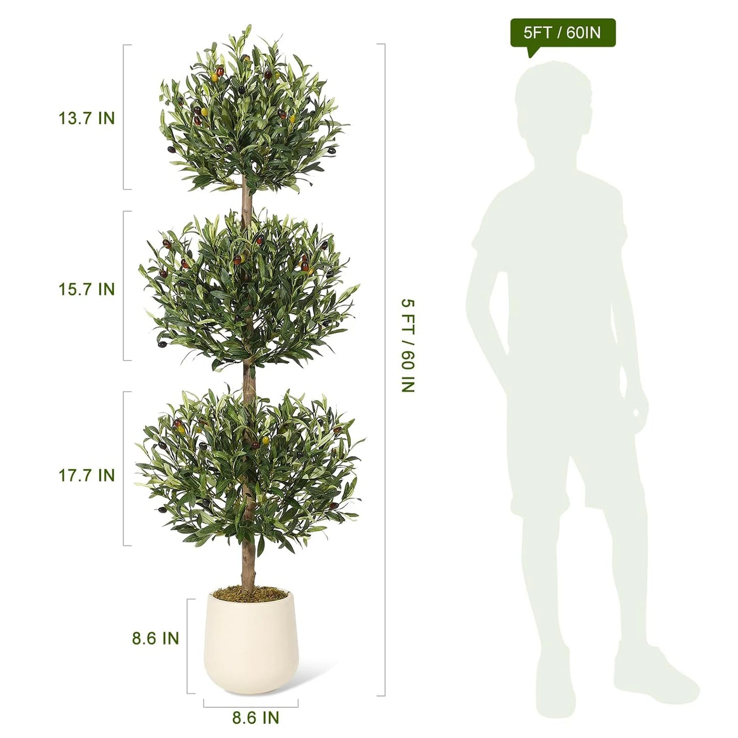 HiMISSCN Artificial Olive Tree With Planter For Home Office Decor
