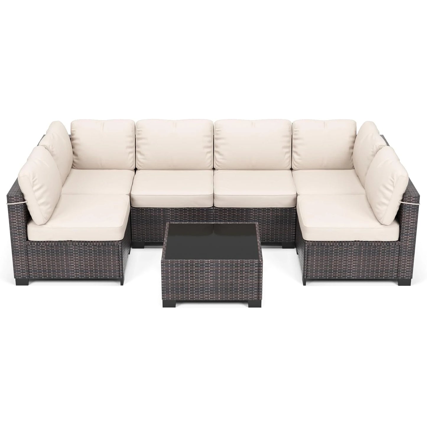 HobbyLane 7 Piece Modular Outdoor Furniture Set PE Rattan Wicker