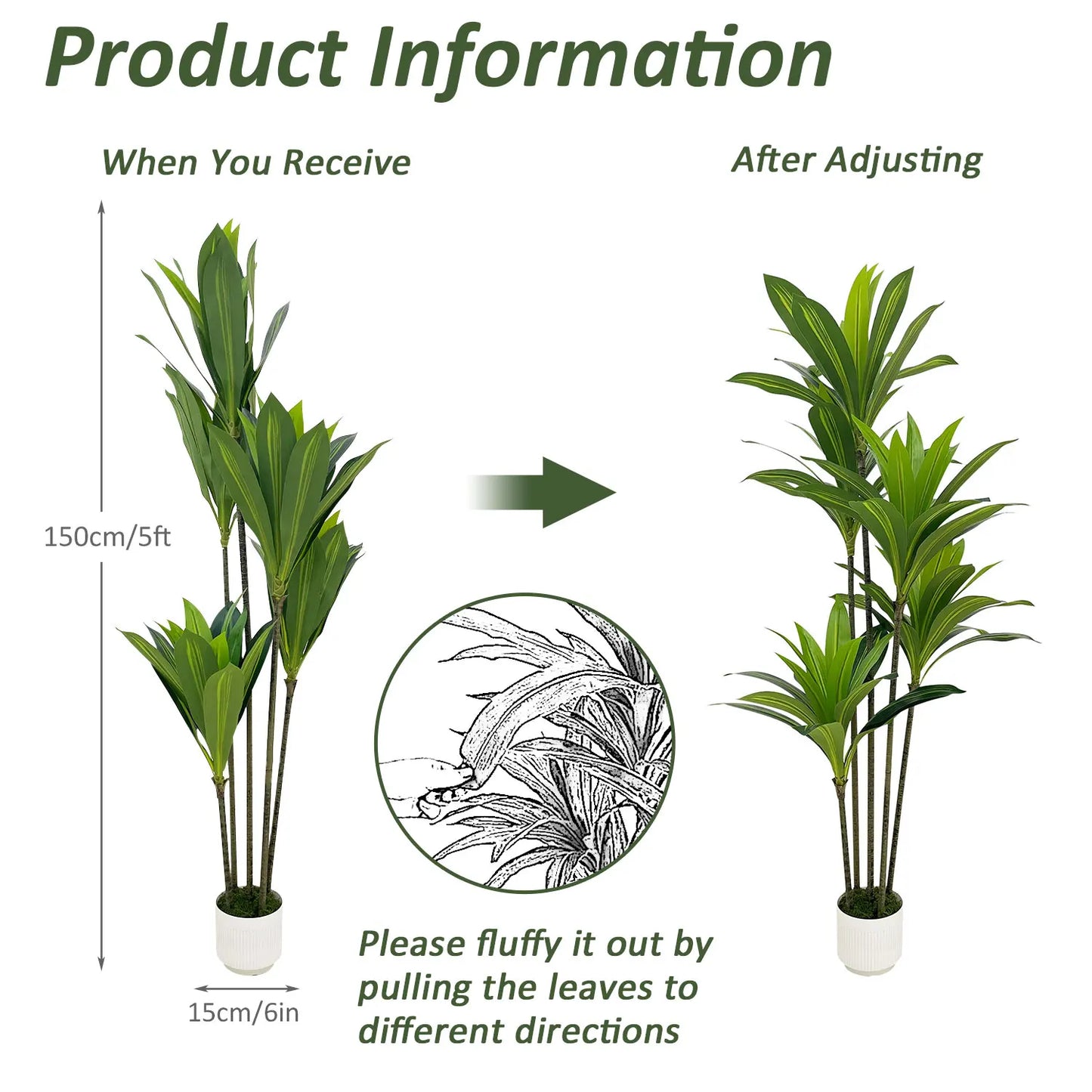 NONECN Artificial Areca Palm Silk Tree For Home Office Indoor Decor