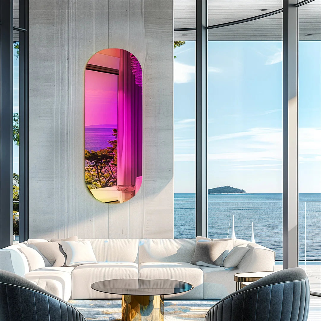 LUVODI Aesthetic Wall Mirror Iridescent Accent Mirror