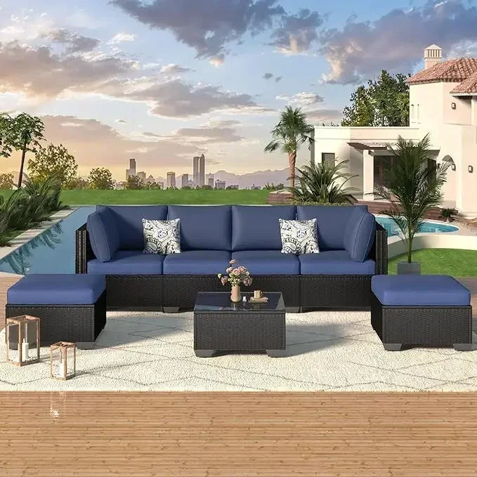 PE Rattan Outdoor Patio Sectional Furniture Set With Cushions
