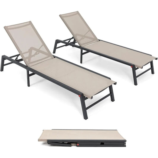 Chaise Lounge Outdoor Aluminum Set Of 2 Lounge Chairs Sunbathing