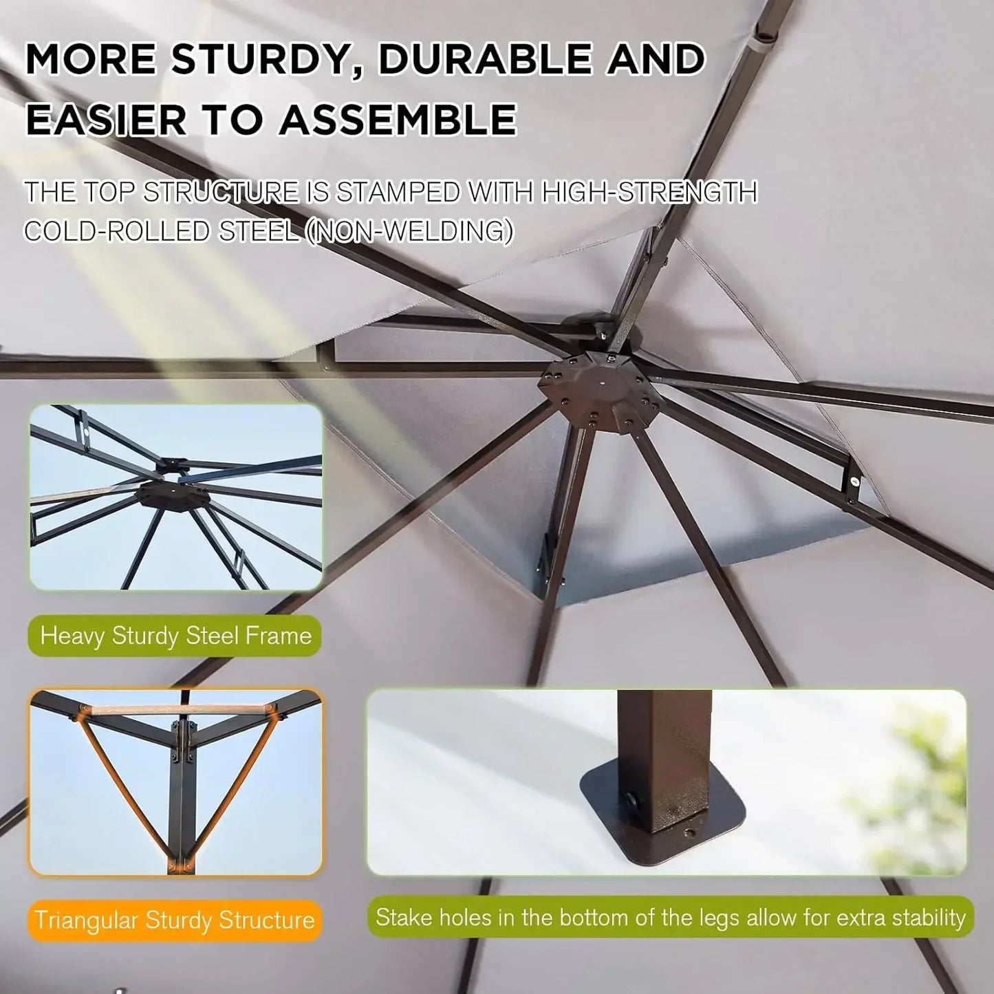 Wooden Outdoor Gazebo With Mosquito Netting And Heavy Duty Frame