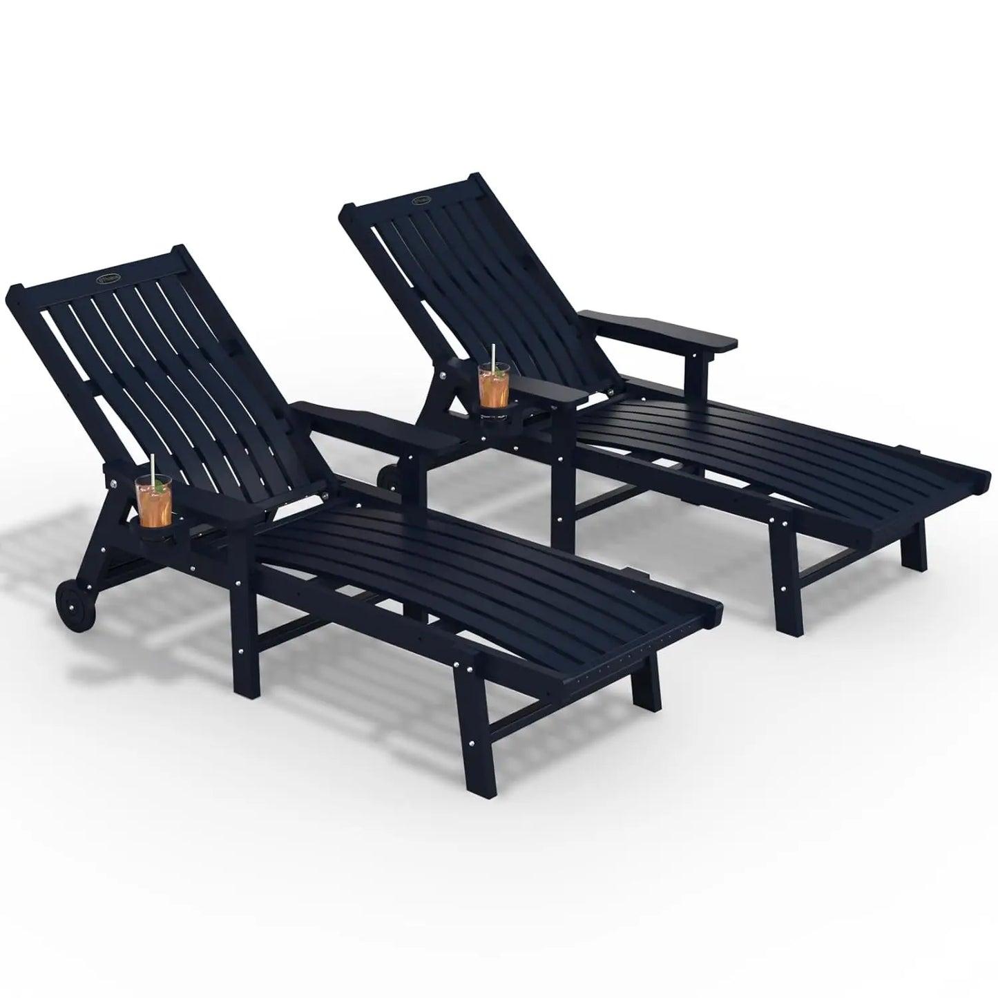 Patio Chaise Lounge Chairs Outdoor With 5 Positions HDPE