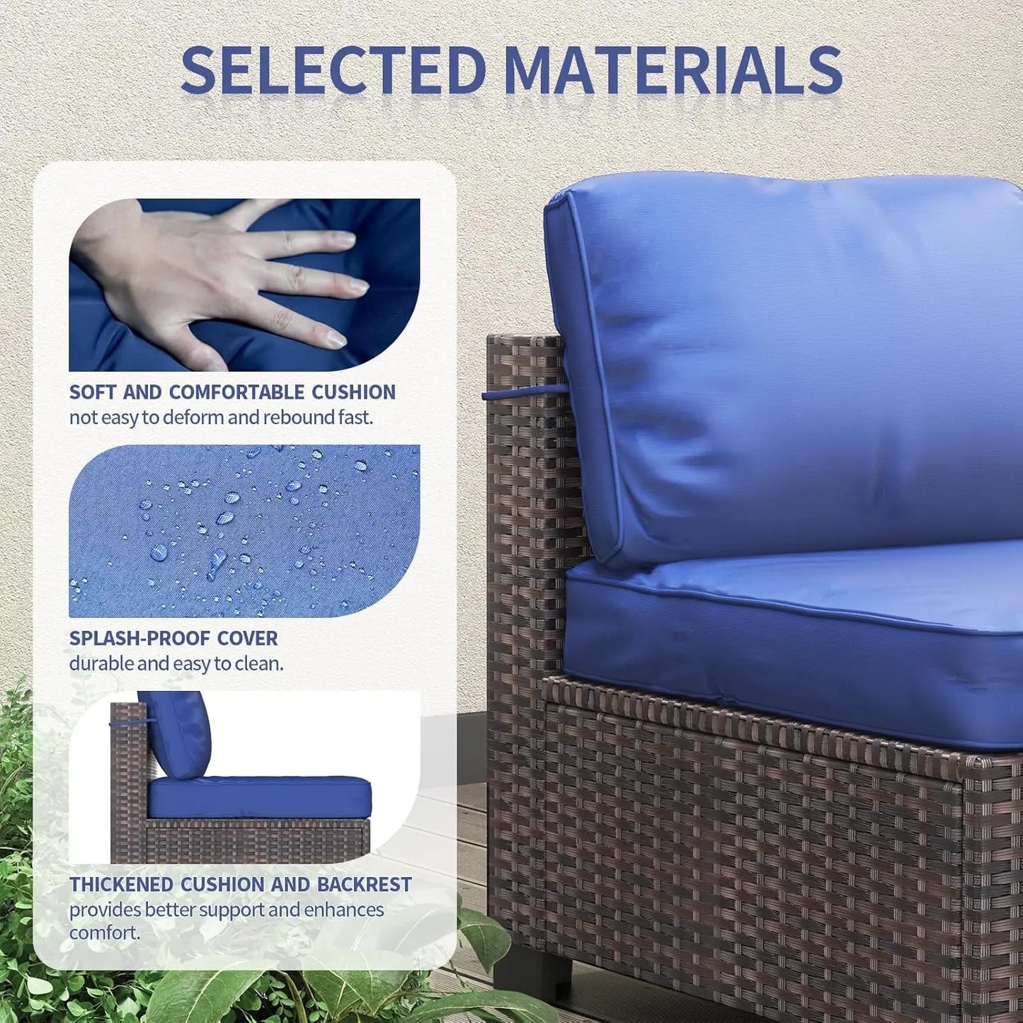 HobbyLane 7 Piece Modular Outdoor Furniture Set PE Rattan Wicker