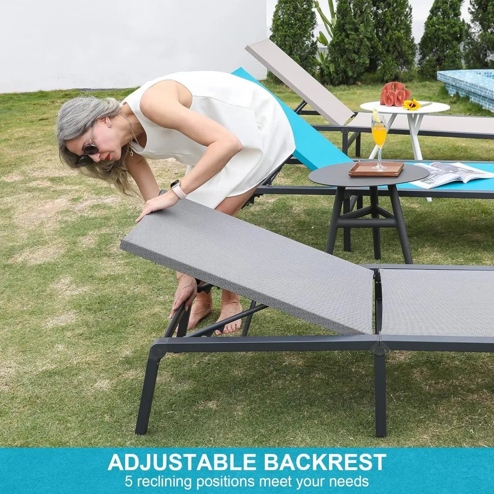 Chaise Lounge Outdoor Aluminum Set Of 2 Lounge Chairs Sunbathing