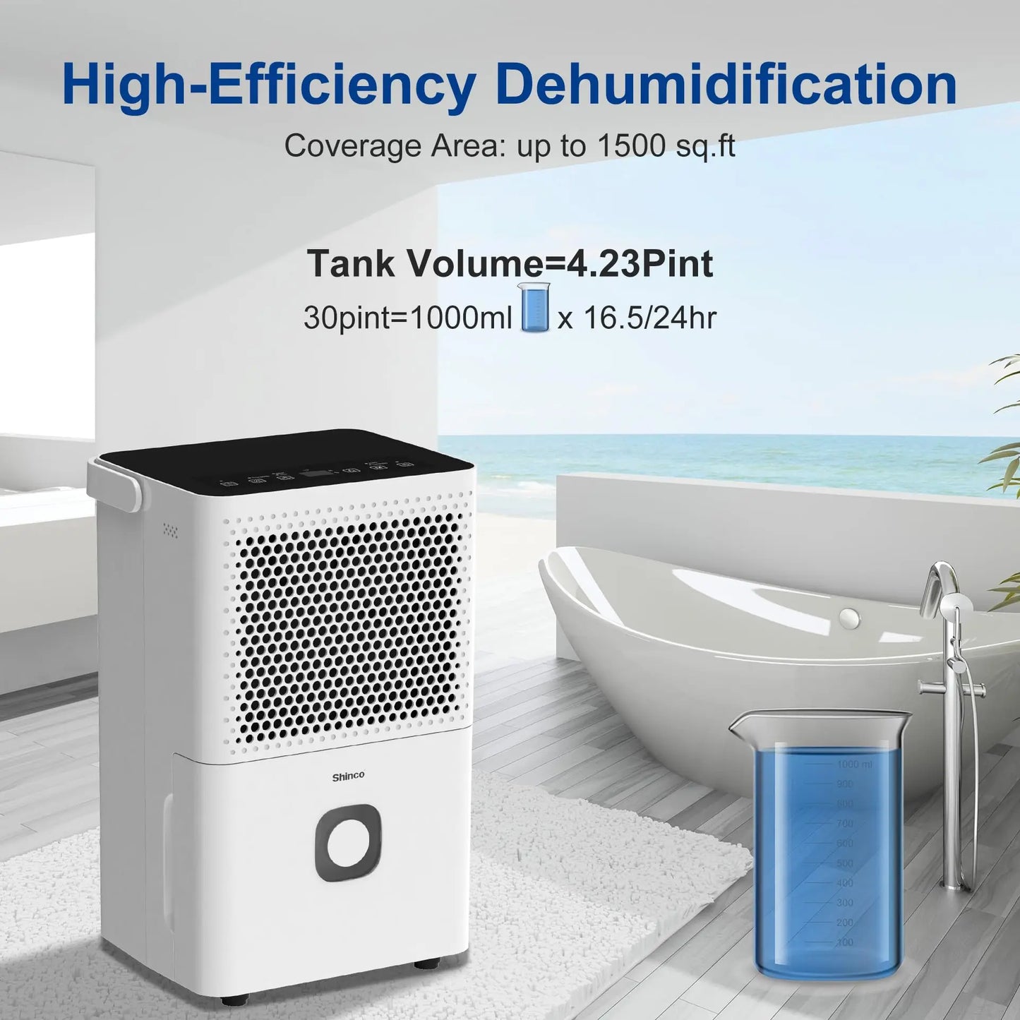 Shinco 30 Pints Dehumidifier For Home Basements Auto Drain Hose