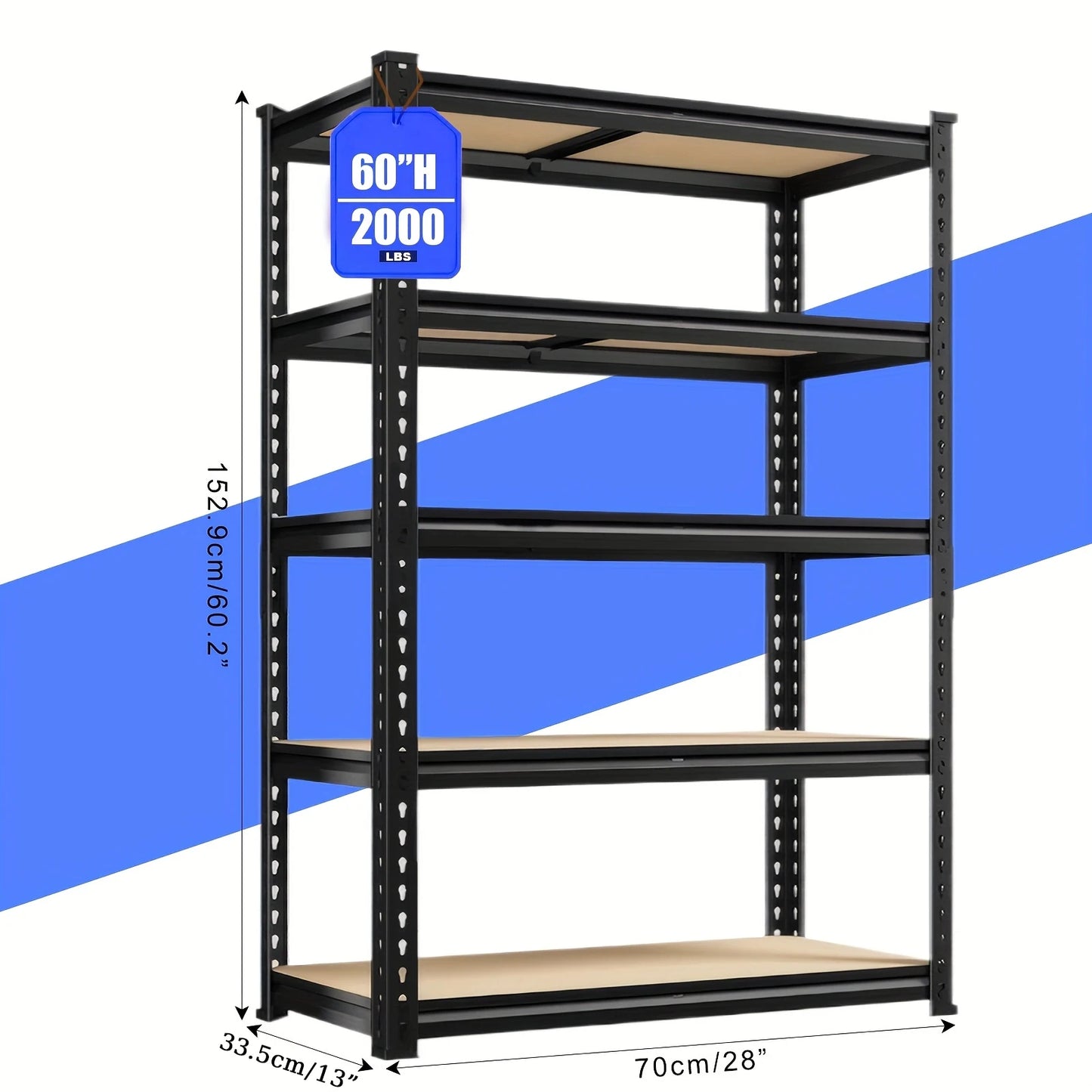 72"H Garage Shelving Storage Shelves 5-Tier, 72" H X 35.5" W X 16" D, 2000LBs CapacityHeavy Duty Adjustable Storage Shelve For C