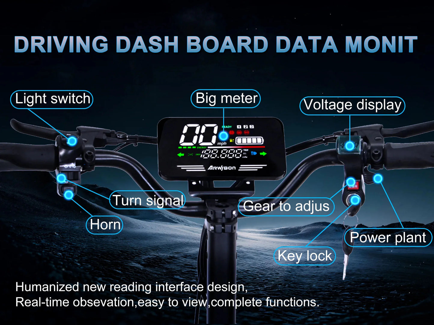 Arwibon GT06 1200W Foldable Electric Scooter for Adults