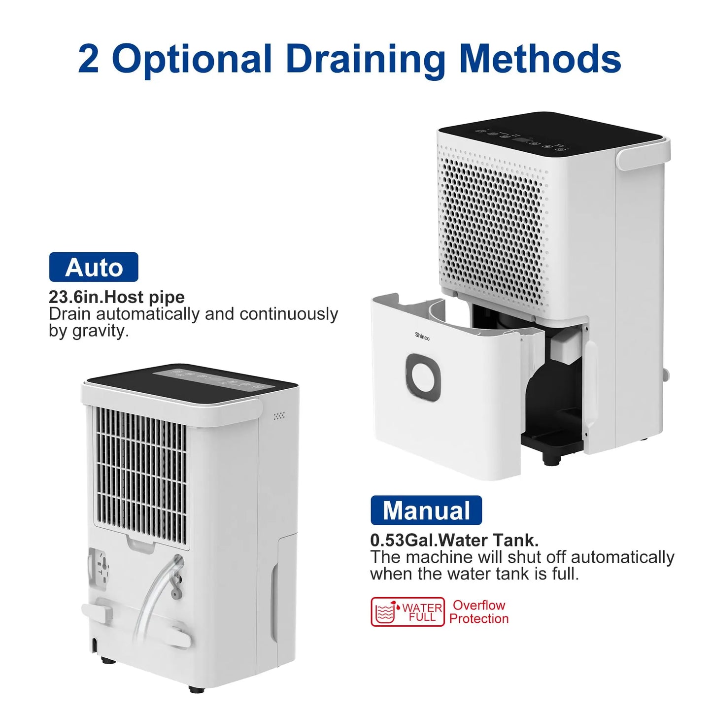 Shinco 30 Pints Dehumidifier For Home Basements Auto Drain Hose