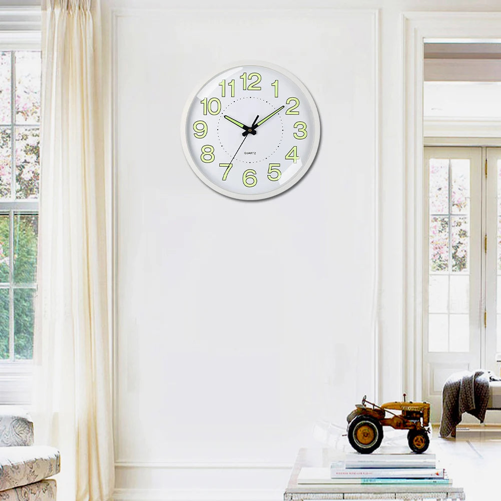 APWIKOGER Glow In The Dark Round Wall Clock Non Ticking Numerals And Hands