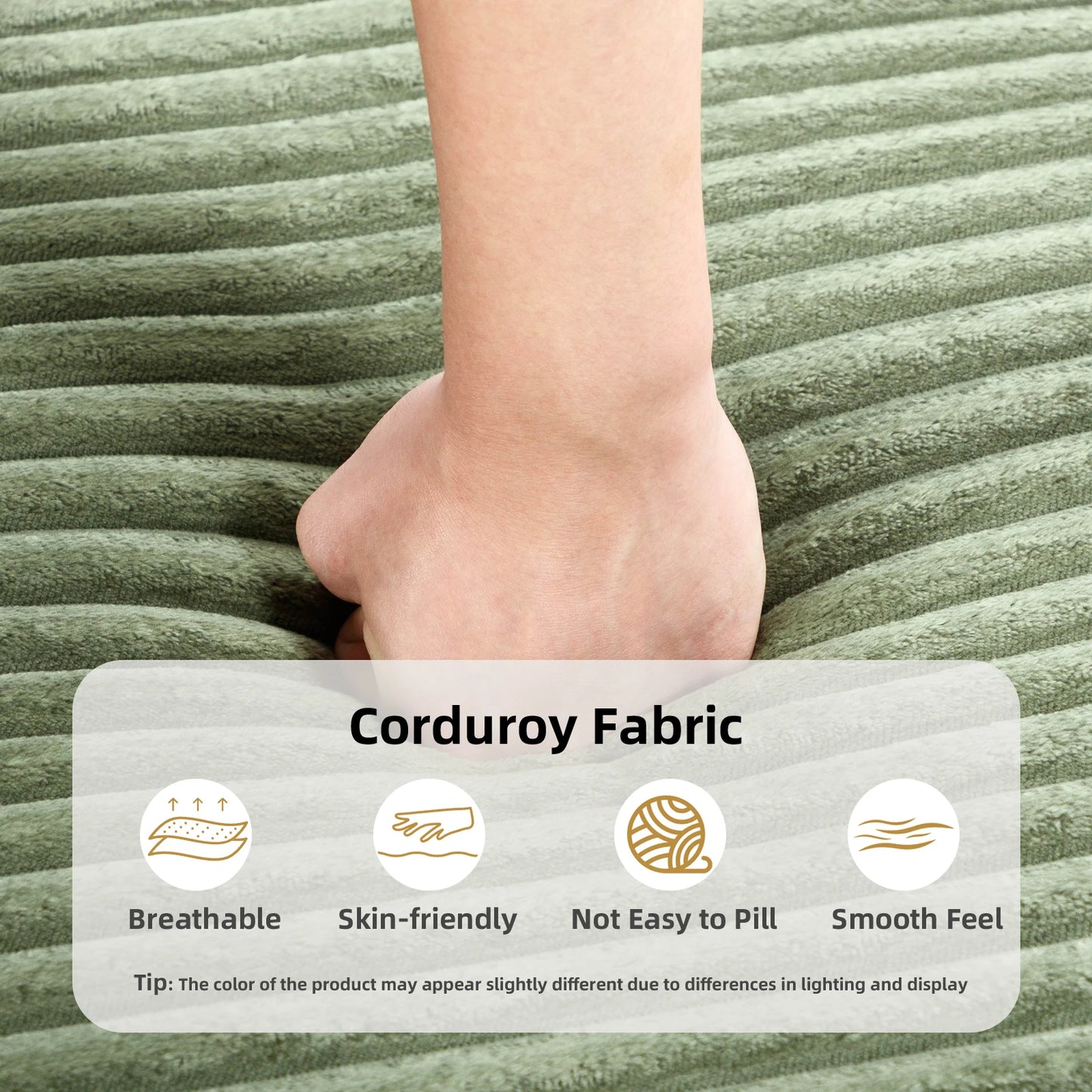 Corduroy Upholstered Chaise Lounge Chair Sofa Bed for Living Room