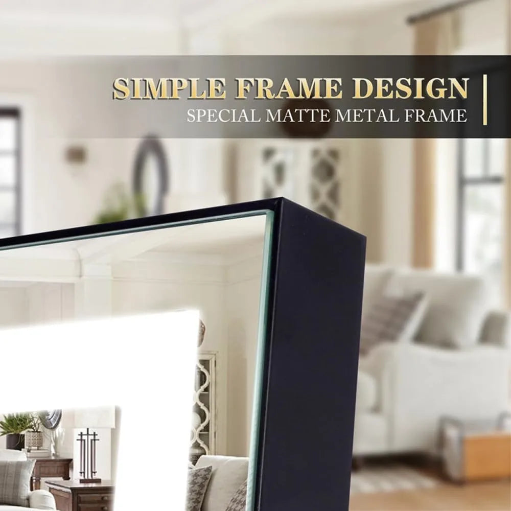 Full Length Lighted Mirror With Dimmable LEDs Aluminum Frame