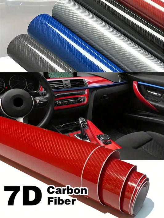 Glossy Carbon Fiber Vinyl Wrap For Car Interior Trim