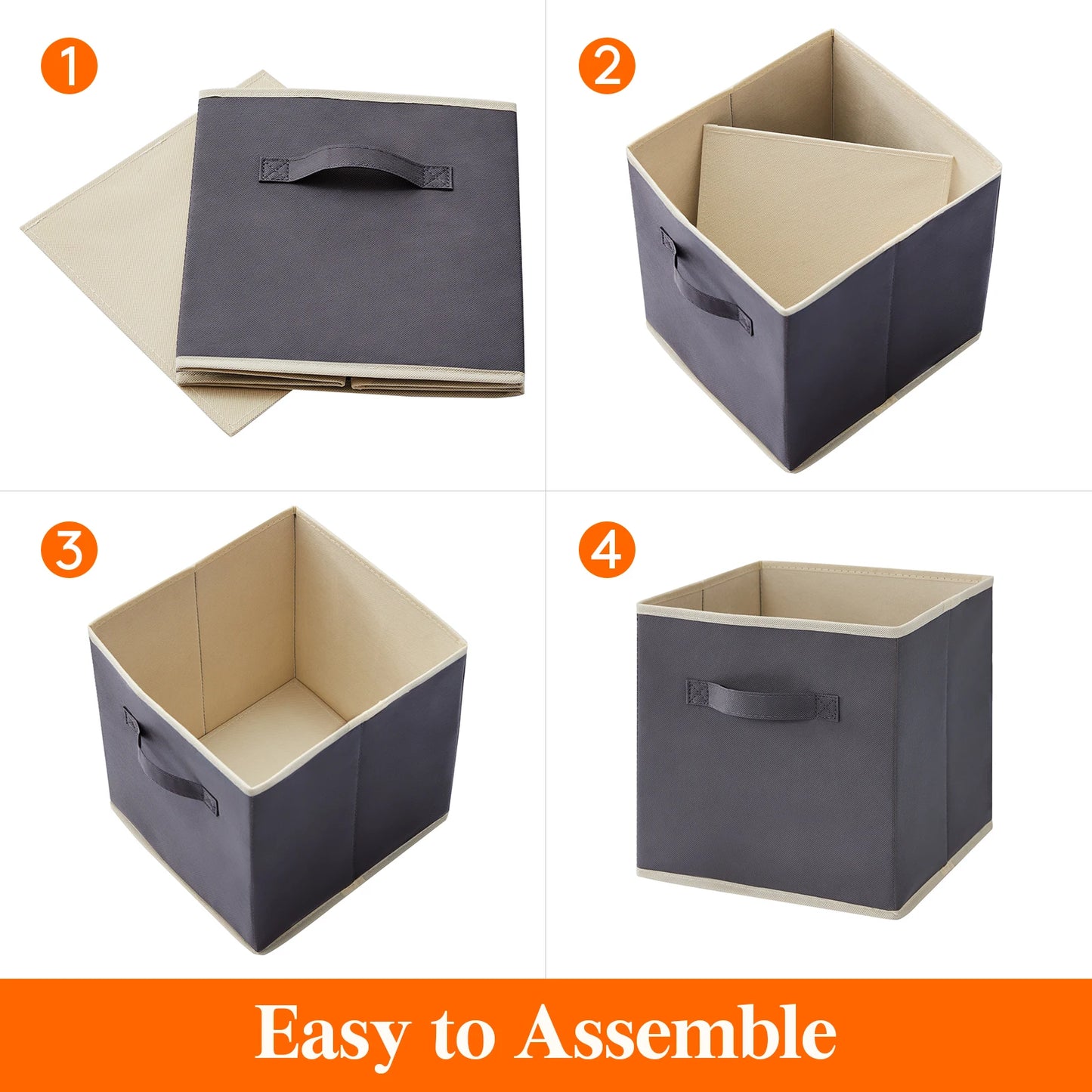 Cube Storage Bins Foldable Fabric Baskets With Handles For Shelves