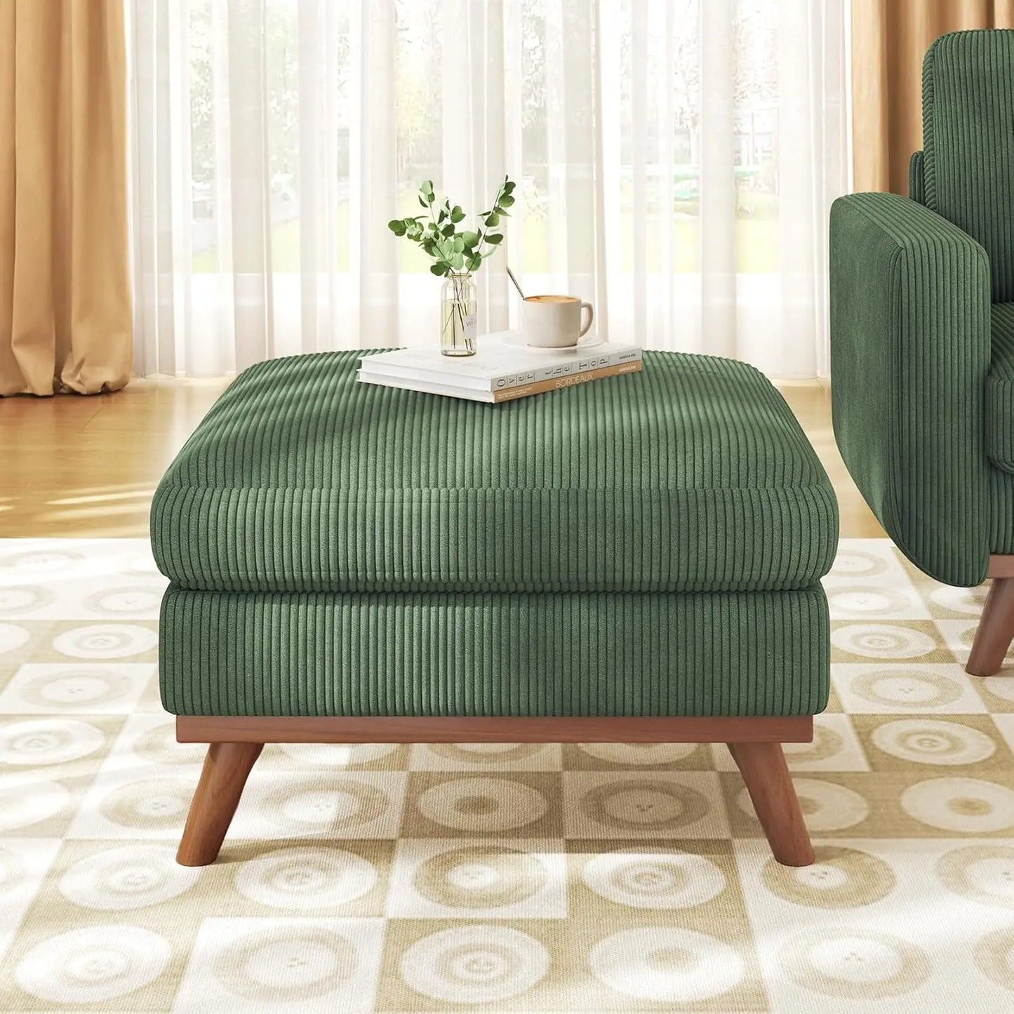 Corduroy Loveseat Sofa With Spring Cushion And Solid Wood Frame