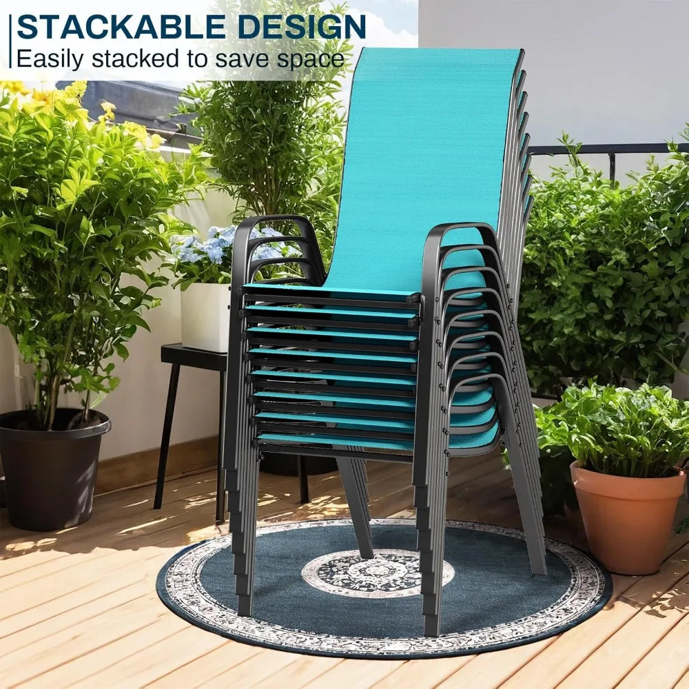 Patio Dining Stackable All Weather Chairs With Armrests