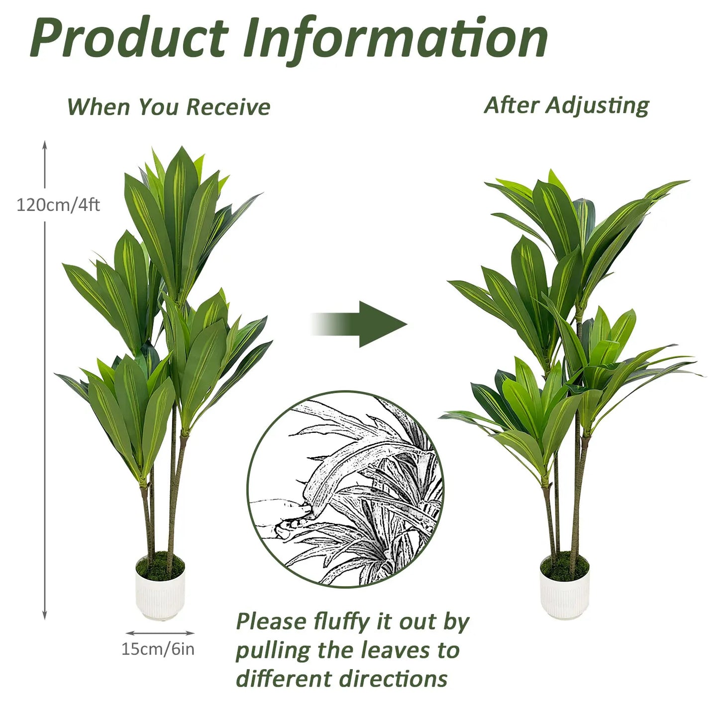 NONECN Artificial Areca Palm Silk Tree For Home Office Indoor Decor