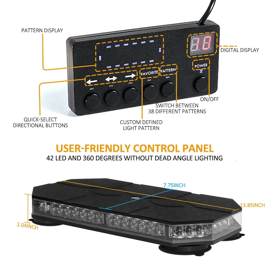 Magic Colorm 42 LED Car Roof Top Warning Light Strobe