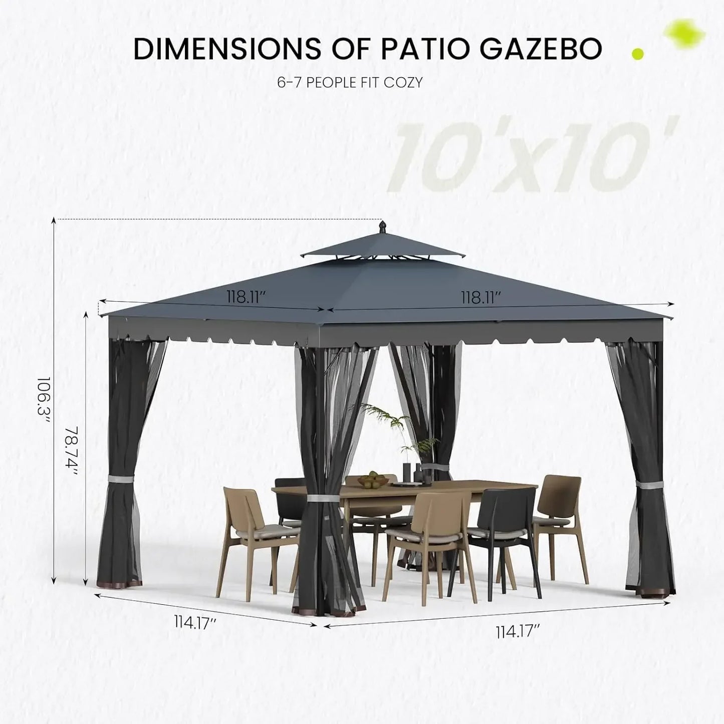 Wooden Outdoor Gazebo With Mosquito Netting And Heavy Duty Frame
