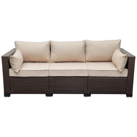 PE Rattan 3 Seat Outdoor Sofa Set for Patios Gardens