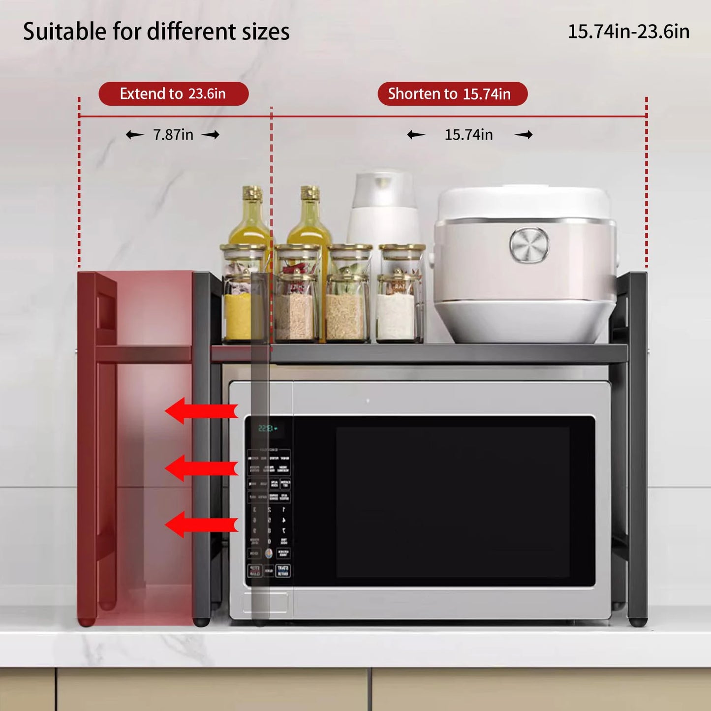 Expandable Microwave Shelf Organizer For Kitchen Storage