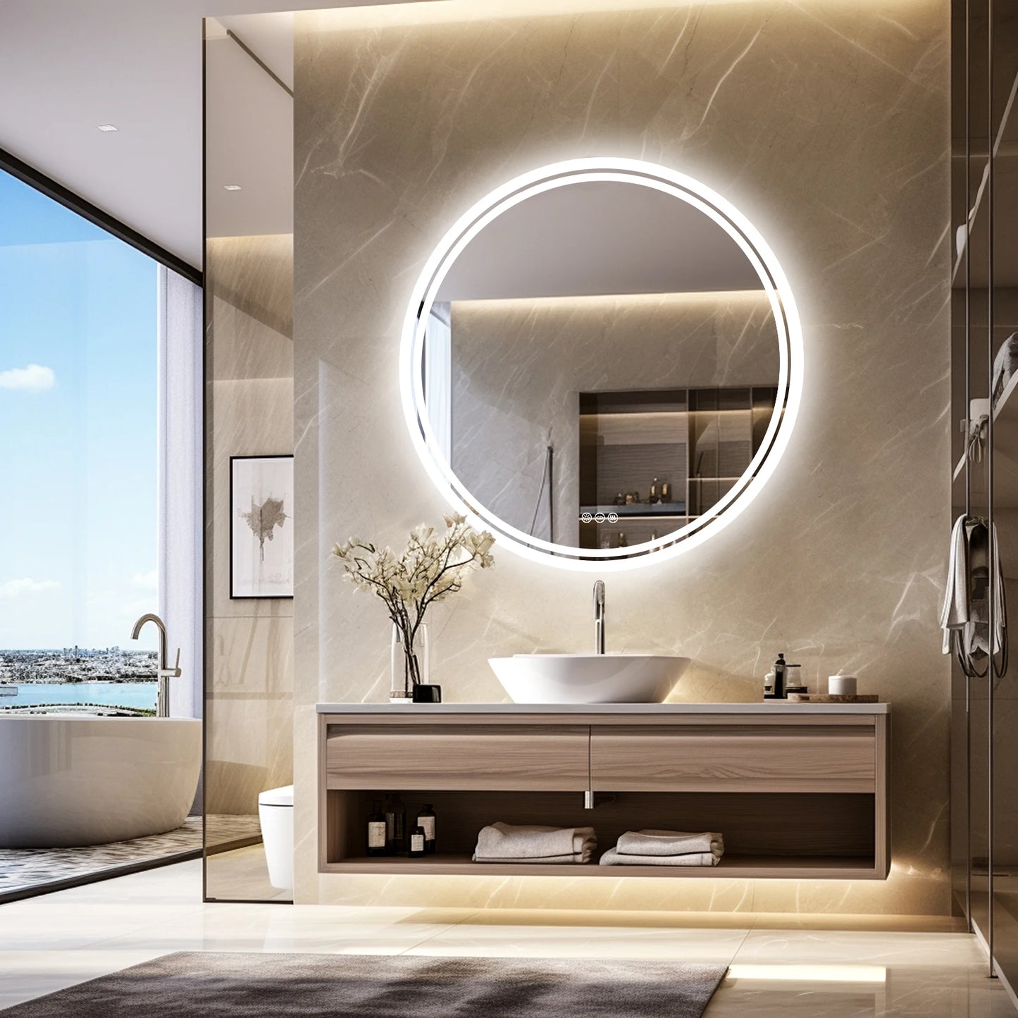Wisfor Bathroom Mirror LED Lights Backlit IP65 Dimmable Wall Mount