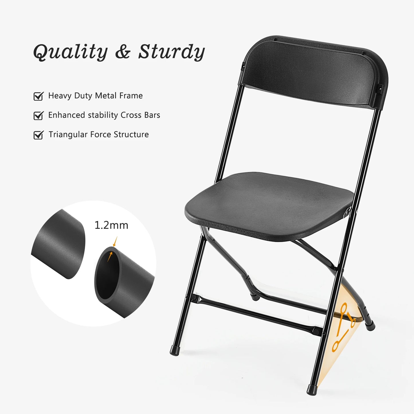 JHK Plastic Folding Chair 10 Pack Lightweight Indoor Outdoor