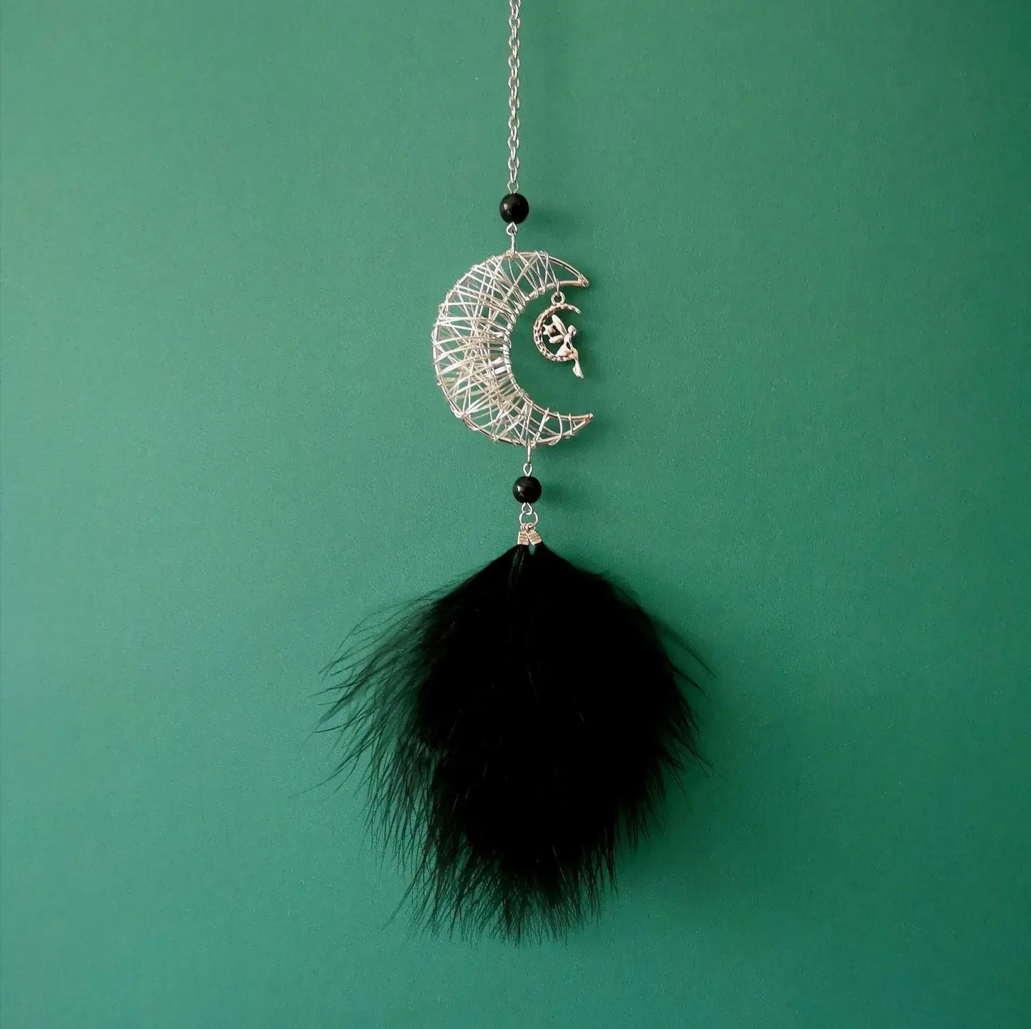 NONECN Car Hang Ornaments Moon Stars Feather Wind Chimes