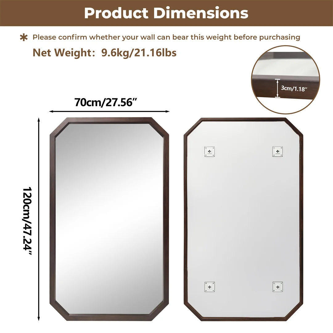 LUVODI Wall Mounted Decorative Mirror Frame with Black Walnut Wood