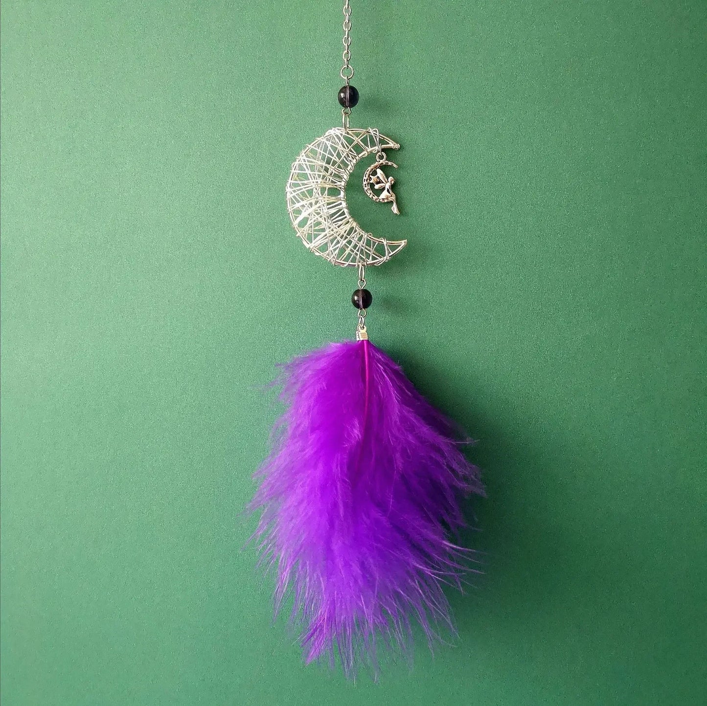 NONECN Car Hang Ornaments Moon Stars Feather Wind Chimes