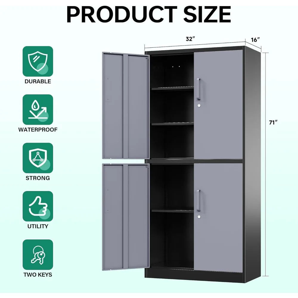 Metal Storage Cabinet with Lockable Door And Adjustable Shelves for Home Office Warehouse Steel Tool Locker Customized