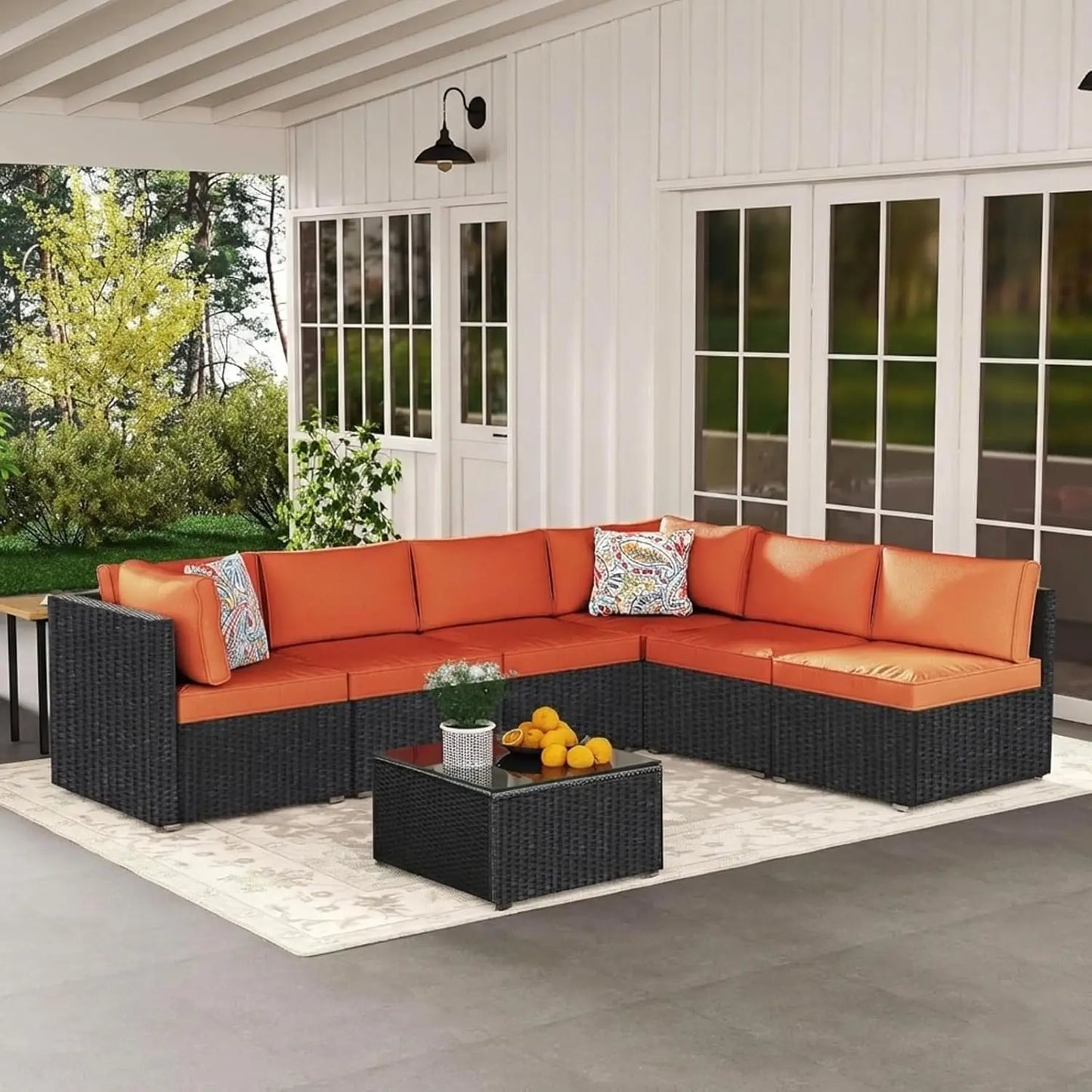 Outdoor Patio Furniture Set Handwoven All Weather Rattan Waterproof Cushions