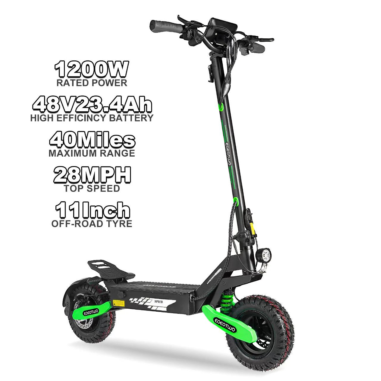 EOEOTWO GT06 Electric Scooter 1200W 30MPH Off Road Foldable