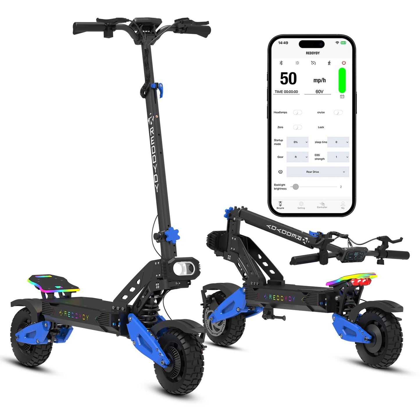 REDDYDY Electric Offroad Scooter 5000W Dual Motor 55 Mile Range