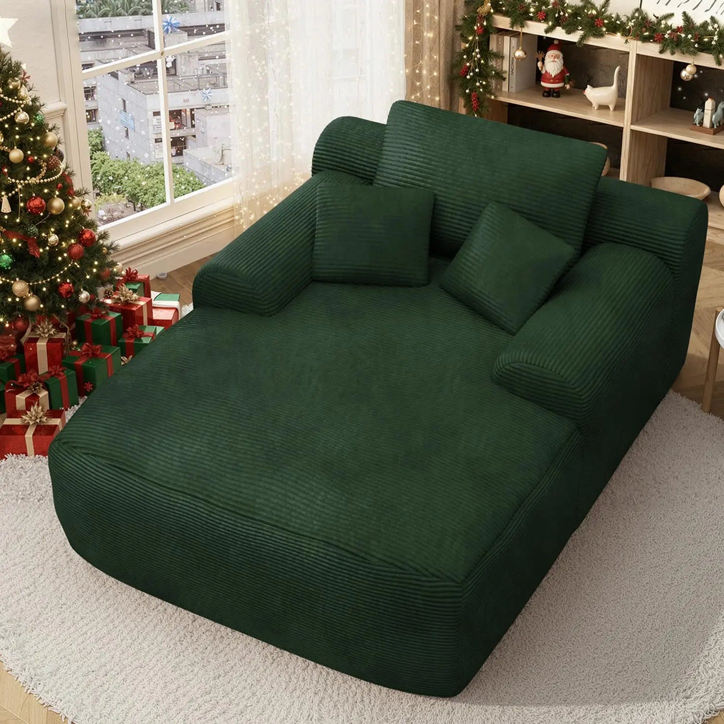 Sofa Chaise Lounge Chair Indoor Plush Corduroy Cloud Couch