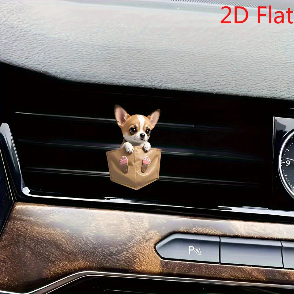 NONECN Chihuahua Car Air Freshener 2D Acrylic Aromatherapy Vent Clip