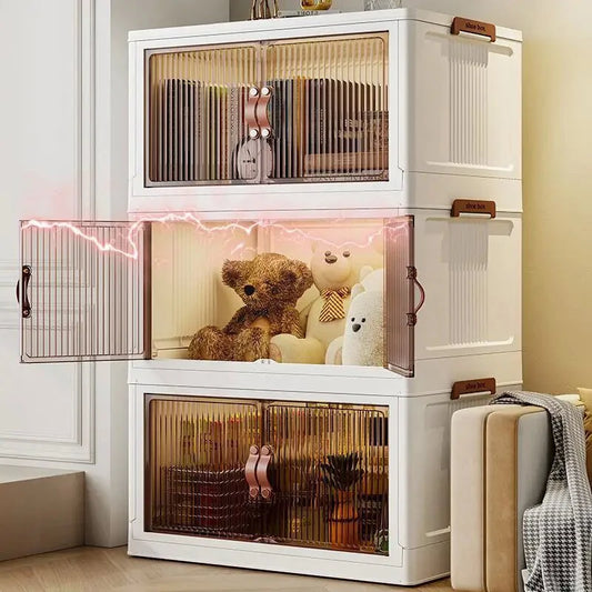 NONECN Collapsible Household Storage Box With Lids And Doors