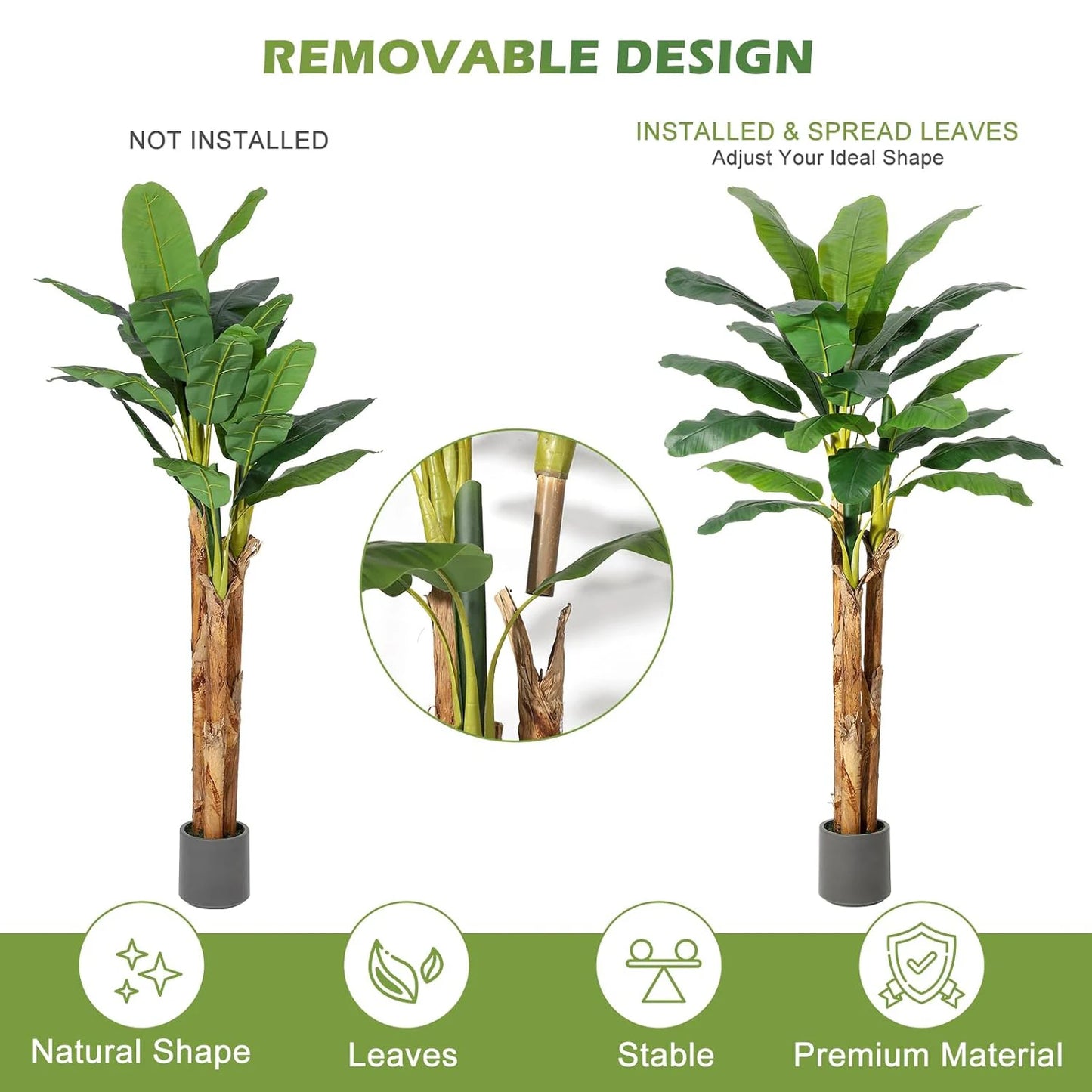 HiMISSCN Artificial Banana Tree With Planter Indoor Decor