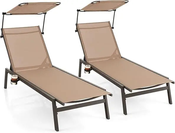 MKDK Patio Chaise Lounge Chair Set With Adjustable Backrest