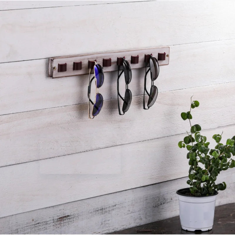 Wood Wall Sunglasses Holder Rack For Eyewear Storage Rustic Farmhouse Decor