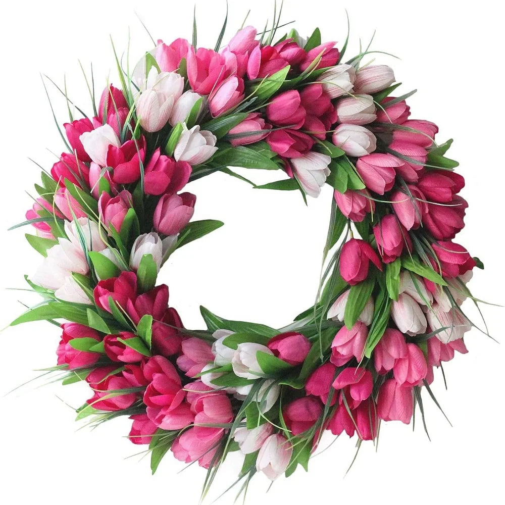 Tulip Front Door Spring Wreath for Elegant Home Decor