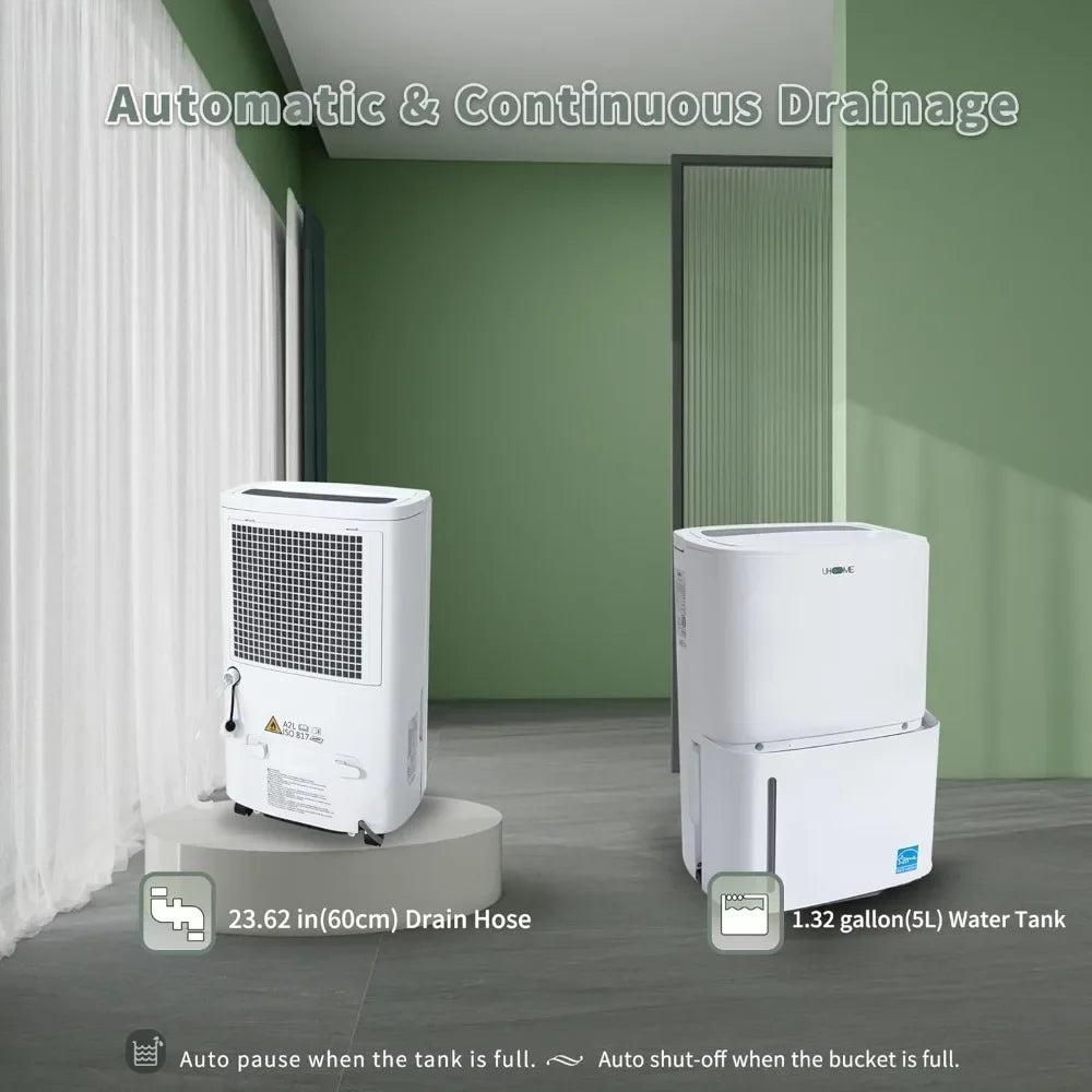 Quiet Dehumidifier 6000 Sq Ft for Home Basements Large Rooms