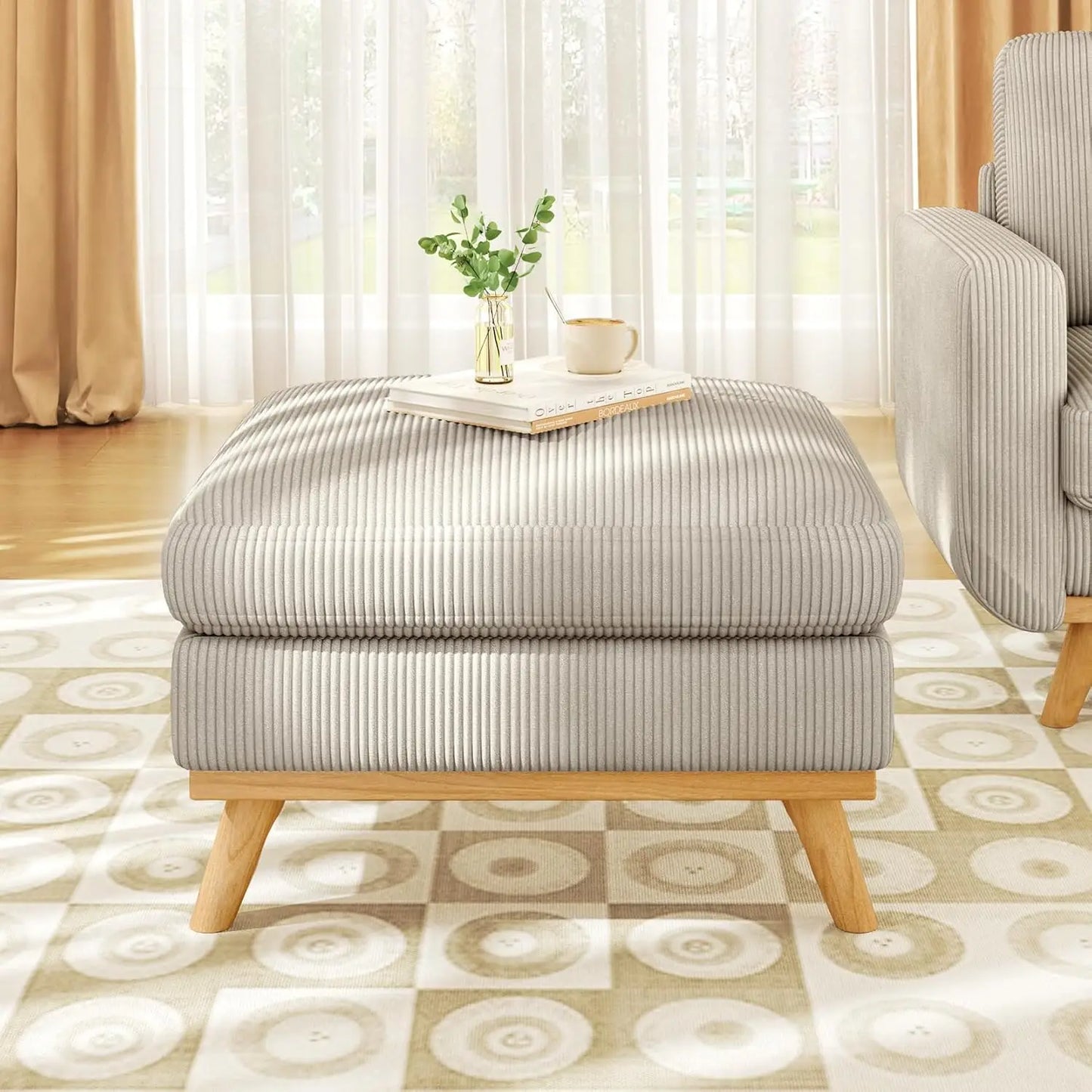 Corduroy Loveseat Sofa With Spring Cushion And Solid Wood Frame