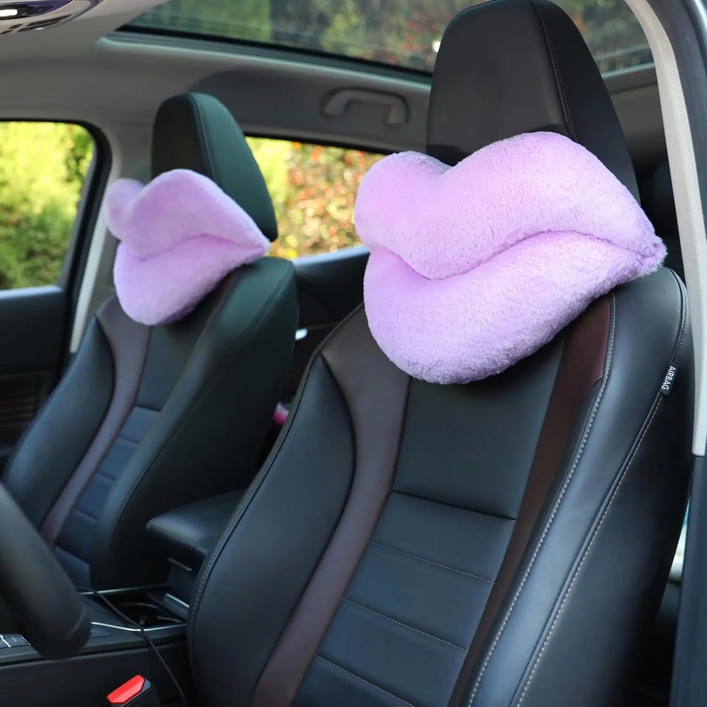 Lip Shaped Car Headrest Pillows Dual Pack for Driving Comfort