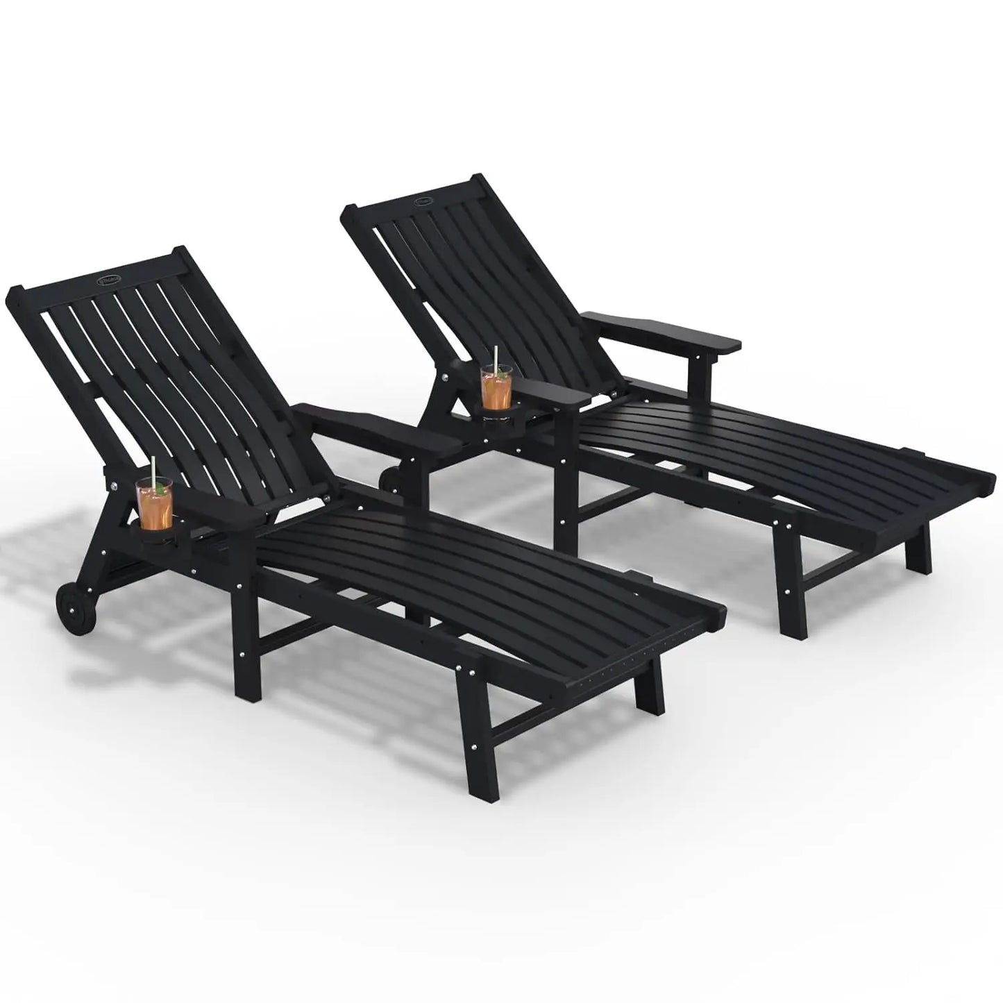Patio Chaise Lounge Chairs Outdoor With 5 Positions HDPE