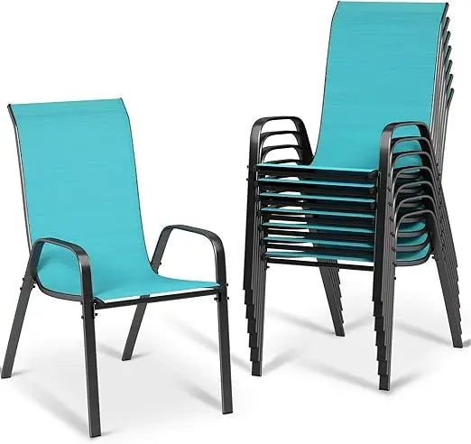 Patio Dining Stackable All Weather Chairs With Armrests