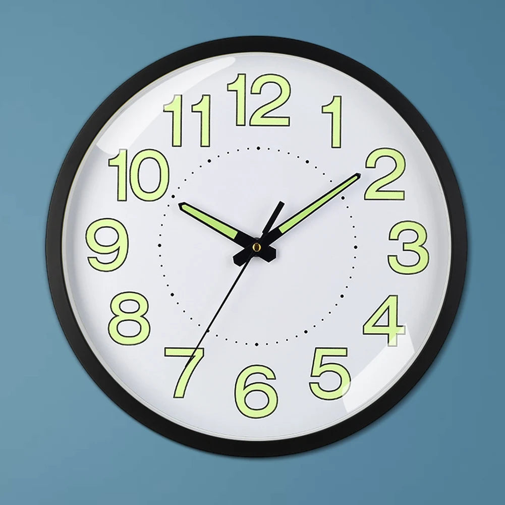 APWIKOGER Glow In The Dark Round Wall Clock Non Ticking Numerals And Hands