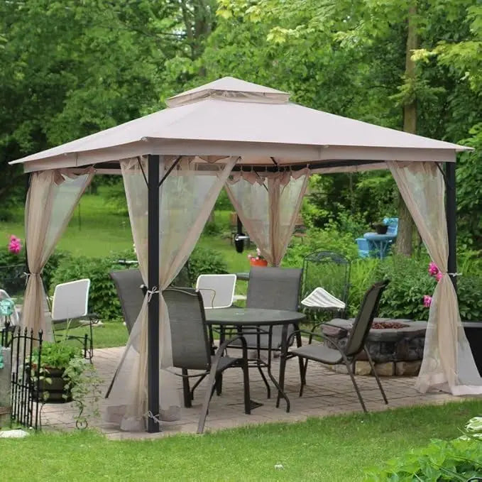 Double Soft Top Gazebo With Vent And Mosquito Netting